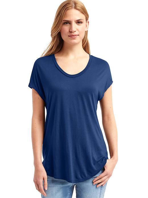 View large product image 1 of 1. Cap sleeve scoop tee