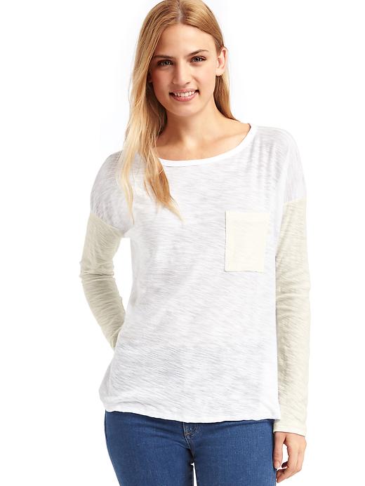 1 of 8 showing, with the color white of product Boatneck long sleeve tee