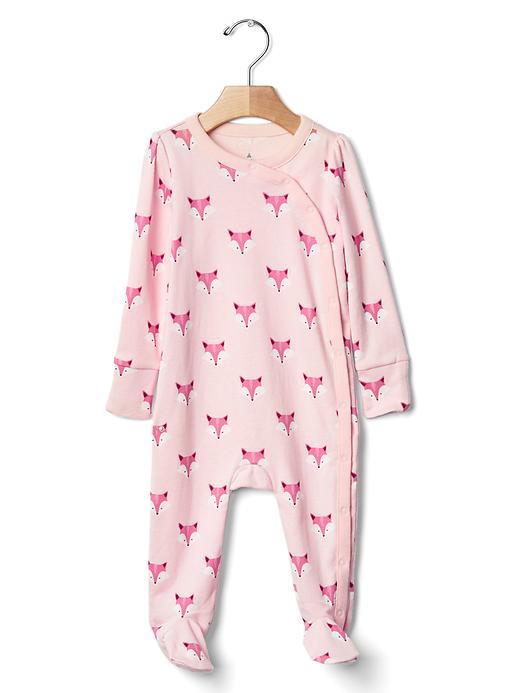1 of 8 showing, with the color milkshake pink of product Fox footed one-piece