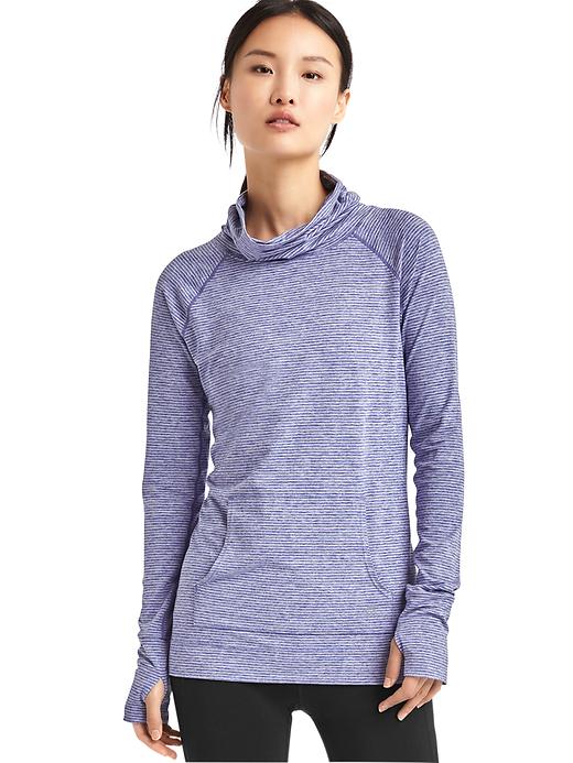1 of 8 showing, with the color capital blue of product Stripe mockneck pullover