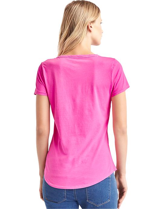 2 of 8 showing, with the color standout pink of product Vintage wash sueded V-neck tee
