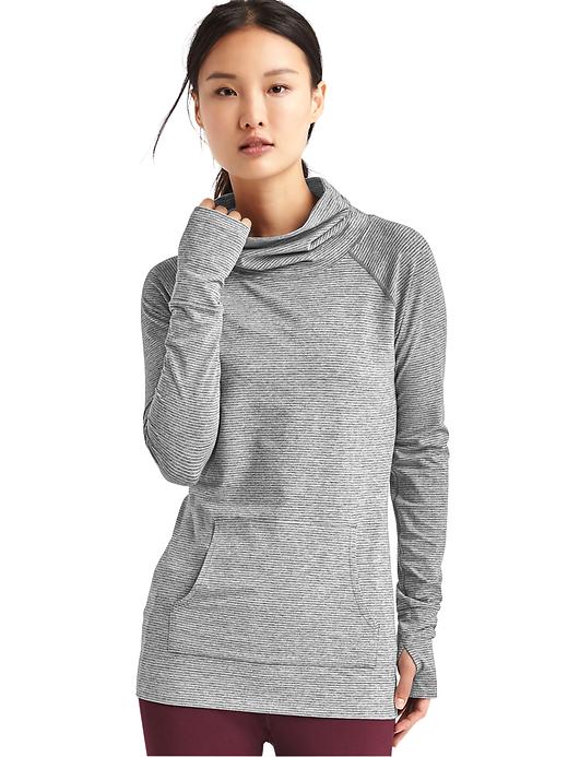 View large product image 1 of 1. Stripe mockneck pullover