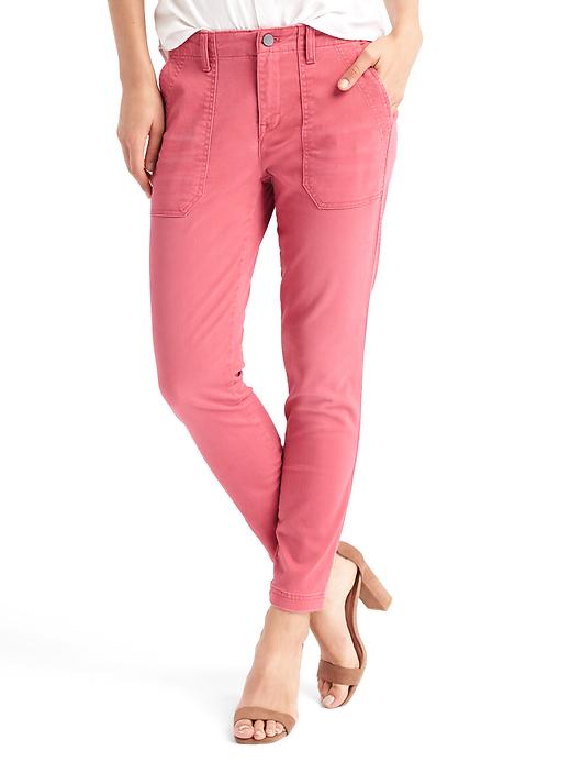 1 of 8 showing, with the color winterberry of product Skinny ankle utility chinos