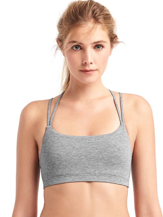 2 of 8 showing, with the color heather grey of product GapFit Breathe Low Support Strappy Sports Bra