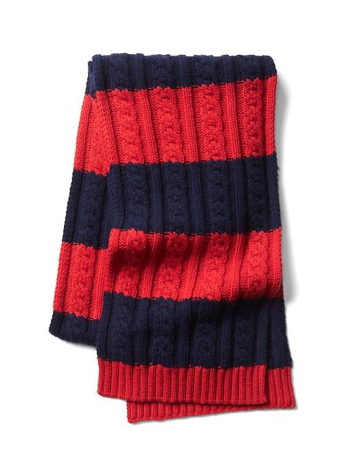 1 of 8 showing, with the color navy red stripe of product Merino striped scarf