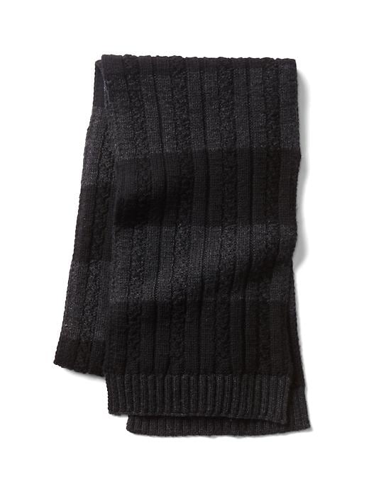 1 of 8 showing, with the color black grey stripe of product Merino striped scarf