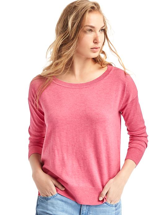 1 of 8 showing, with the color pink heather of product Drop sleeve pullover sweater
