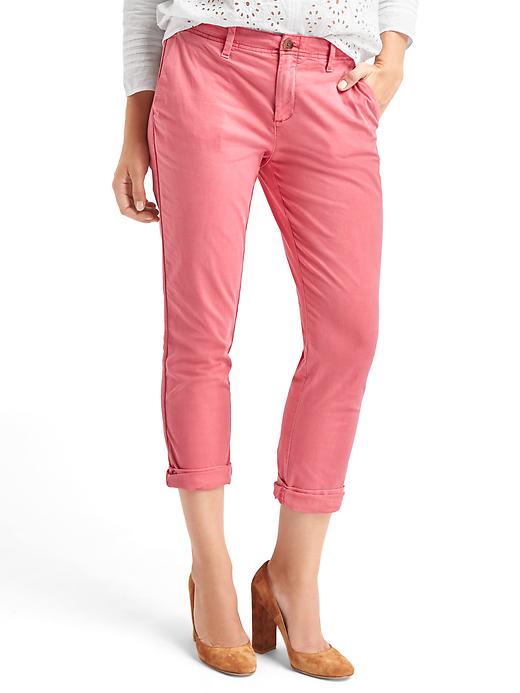 1 of 8 showing, with the color sugar coral of product Girlfriend Twill Stripe Chinos