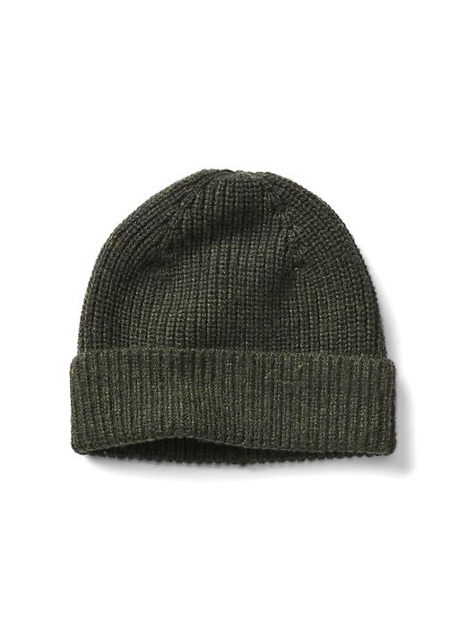 1 of 8 showing, with the color olive of product Wool blend ribbed beanie