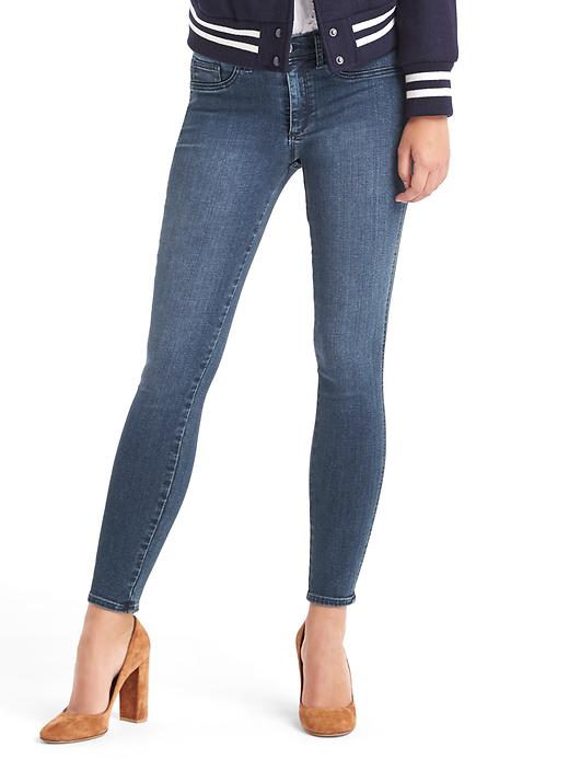 1 of 8 showing, with the color dark indigo of product Mid rise legging jeans