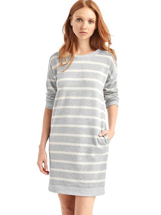 1 of 8 showing, with the color grey stripe of product French  terry shift dress