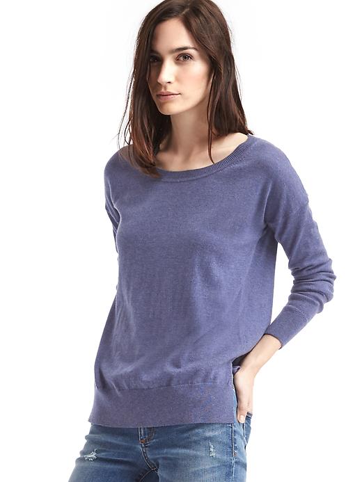 1 of 8 showing, with the color blue heather of product Drop sleeve pullover sweater