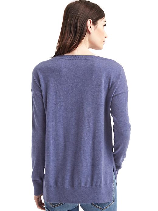 2 of 8 showing, with the color blue heather of product Drop sleeve pullover sweater