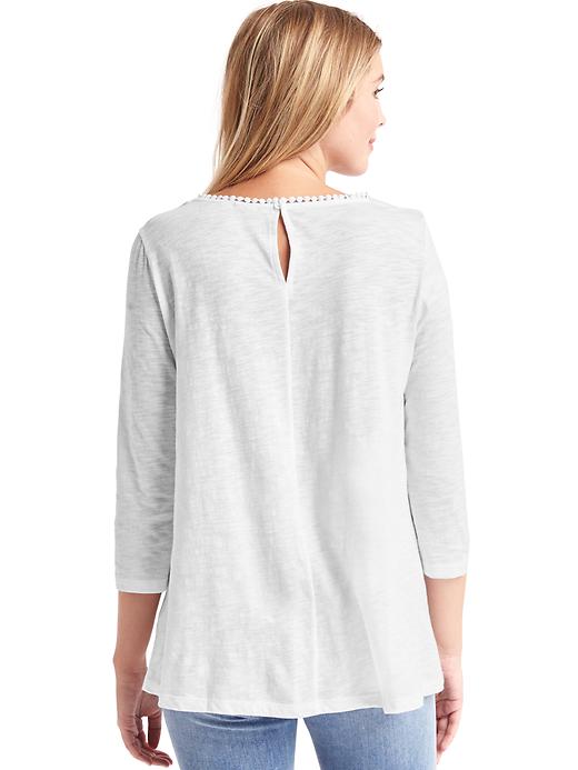 2 of 8 showing, with the color white of product Geo lace three-quarter top