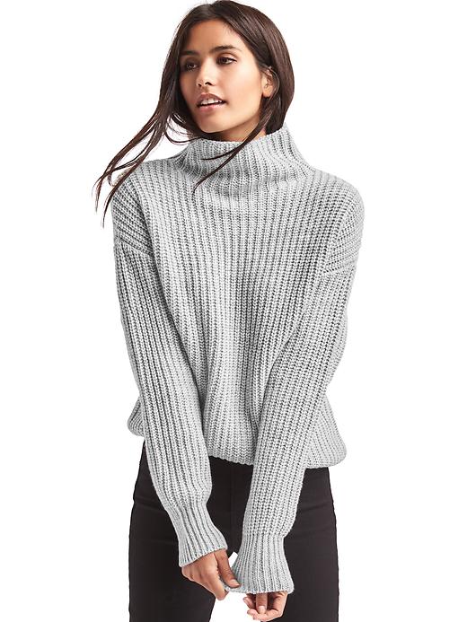View large product image 1 of 1. Funnel neck shaker sweater