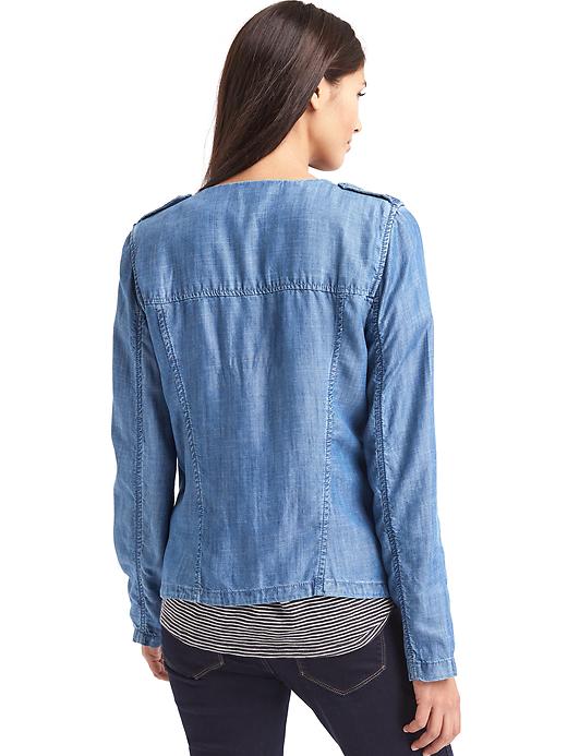 2 of 8 showing, with the color light indigo of product TENCEL™ moto jacket