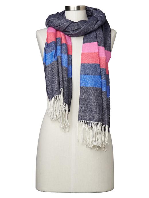 View large product image 1 of 1. Cozy modal holiday stripe scarf