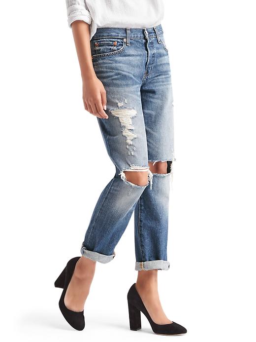 1 of 8 showing, with the color dark indigo of product ORIGINAL 1969 destructed boyfriend jeans
