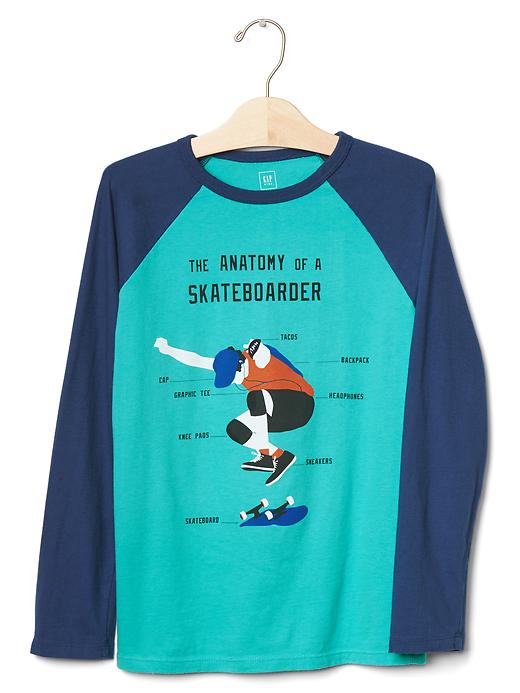 1 of 8 showing, with the color green cascade of product Graphic baseball tee