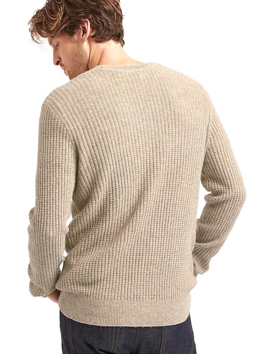 2 of 8 showing, with the color Light Camel of product Merino wool blend ribbed crew sweater
