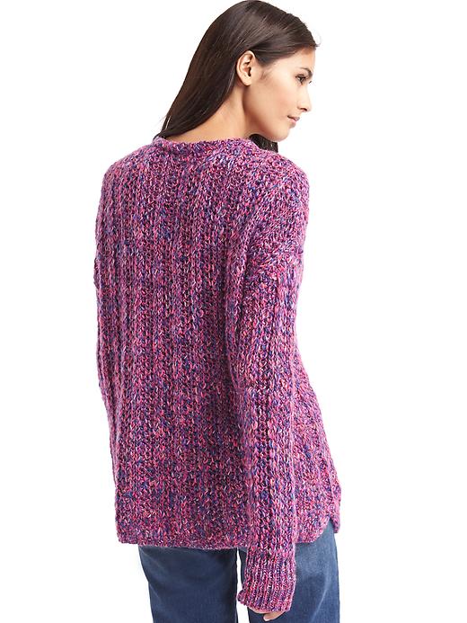 2 of 8 showing, with the color pink marl of product Marled chunky crewneck sweater