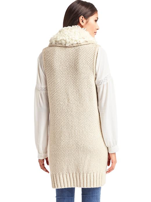 2 of 8 showing, with the color sand of product Sherpa collar sweater vest