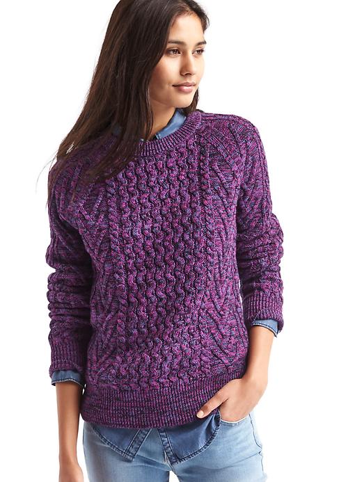1 of 8 showing, with the color purple marl of product Wavy cable knit sweater