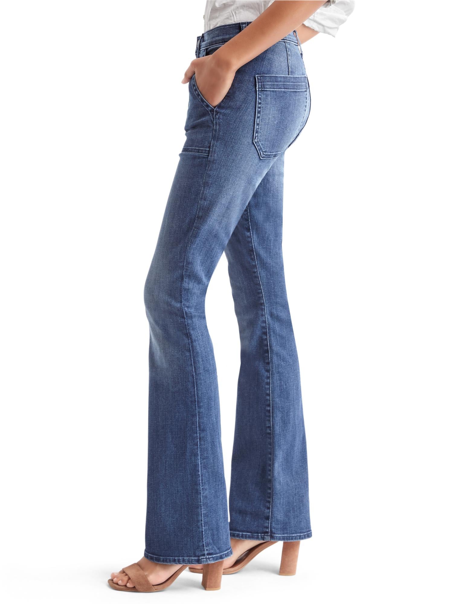 Jeans Baby Boot Con Botones Mujer Dark Wash