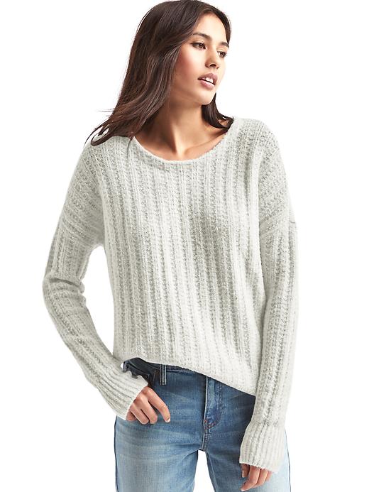 1 of 8 showing, with the color heather grey of product Ribbed crewneck sweater