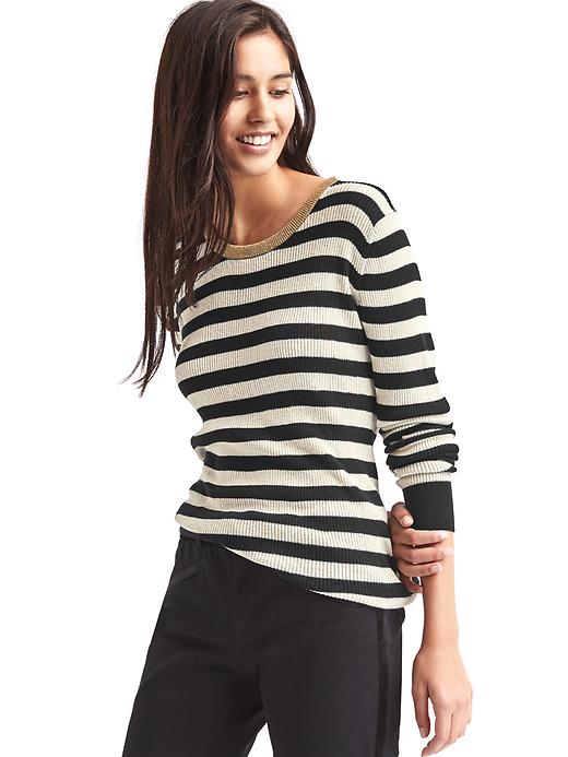 1 of 8 showing, with the color black stripe of product Stripe crewneck sweater