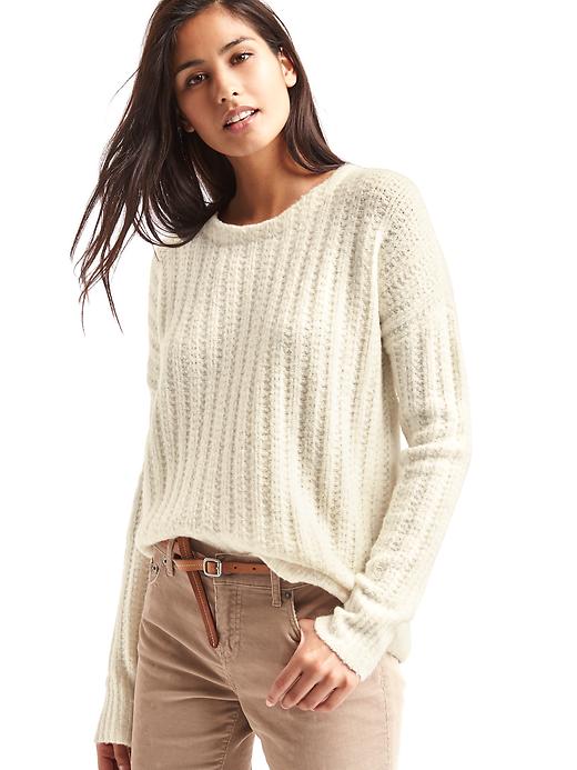 1 of 8 showing, with the color snow cap of product Ribbed crewneck sweater