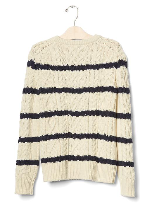 2 of 8 showing, with the color french vanilla of product Striped cable knit sweater