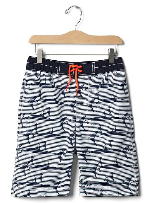 1 of 8 showing, with the color new off white of product Shark stripe board shorts