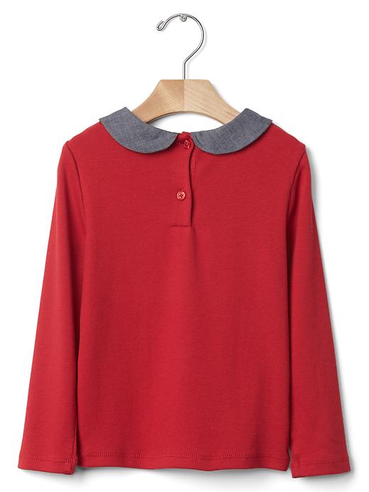 2 of 8 showing, with the color modern  red of product Long sleeve collared tee