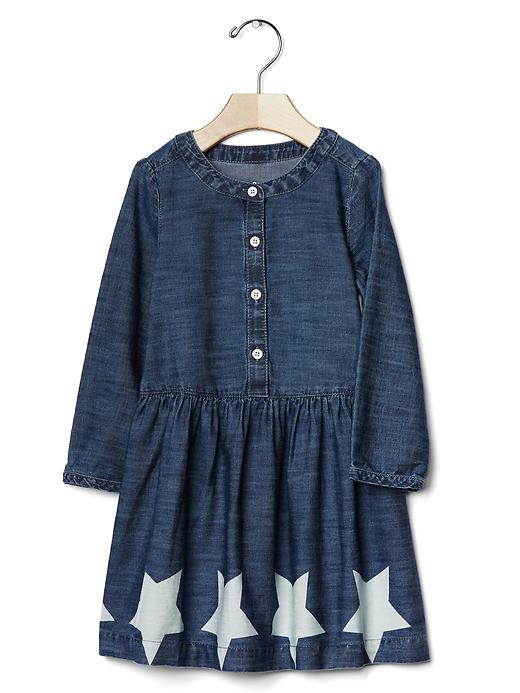 1 of 8 showing, with the color denim of product 1969 star-hem chambray dress