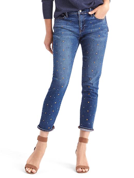 1 of 8 showing, with the color dark indigo of product AUTHENTIC 1969 stud best girlfriend jeans