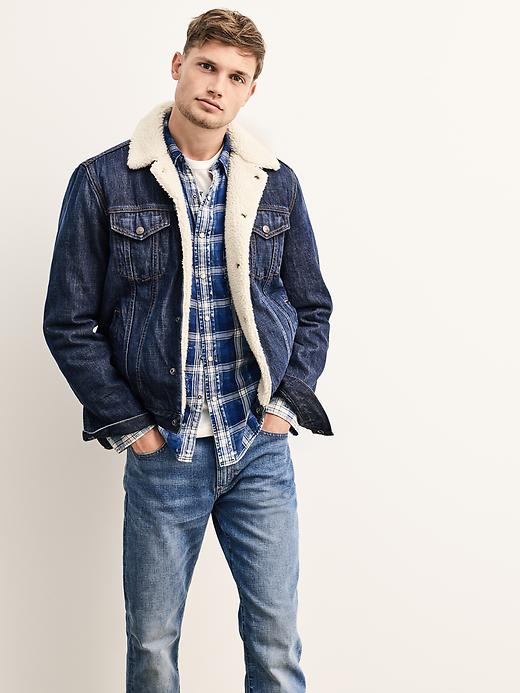 2 of 8 showing, with the color brillant blue of product True wash large plaid standard fit shirt
