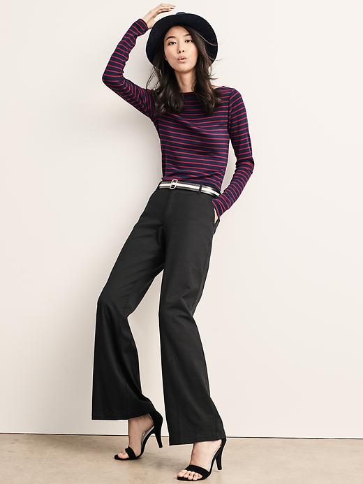 パンツ GAP WIDE STRAIGHT TROUSERS BLACK Black Wide-Leg Seamed Pull On Trousers | Gap