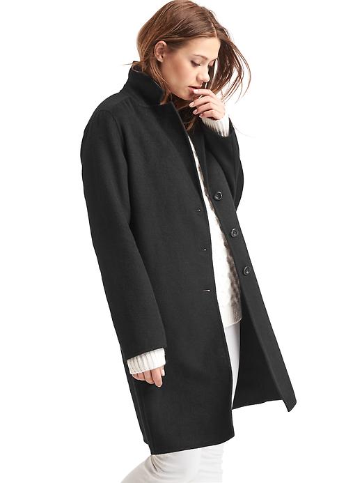 1 of 8 showing, with the color true black of product Double-face car coat