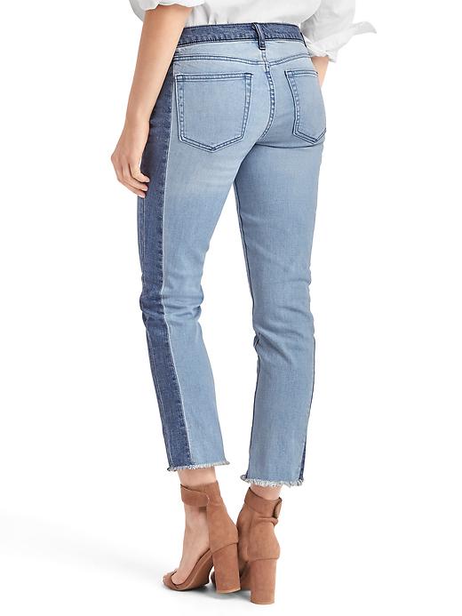 2 of 8 showing, with the color two-tone indigo of product AUTHENTIC 1969 two-tone real straight jeans