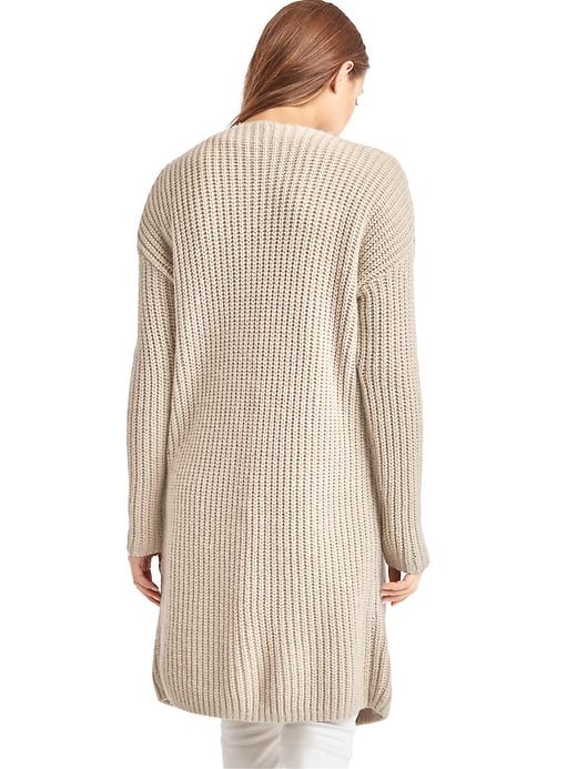 2 of 8 showing, with the color oatmeal heather of product Ribbed collarless cardigan