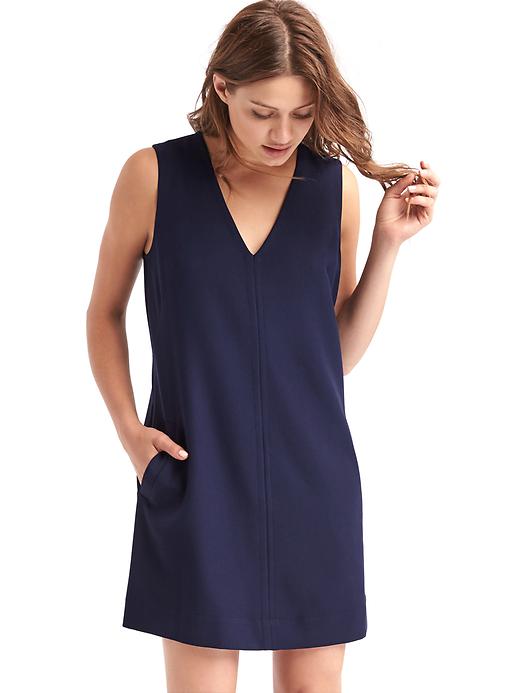 1 of 8 showing, with the color dark night of product V-neck shift dress