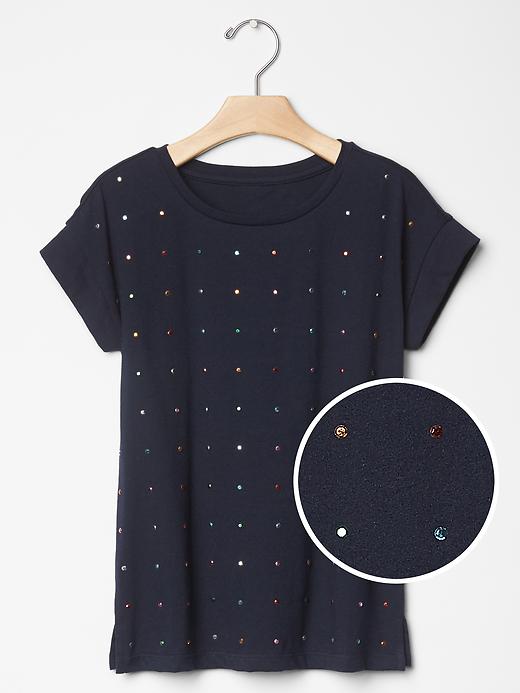 1 of 8 showing, with the color blue galaxy of product Sequin a-line tee