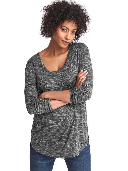 1 of 8 showing, with the color space dye grey marl of product Long sleeve scoop tee