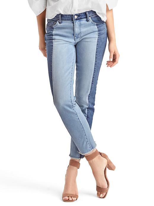 1 of 8 showing, with the color two-tone indigo of product AUTHENTIC 1969 two-tone real straight jeans