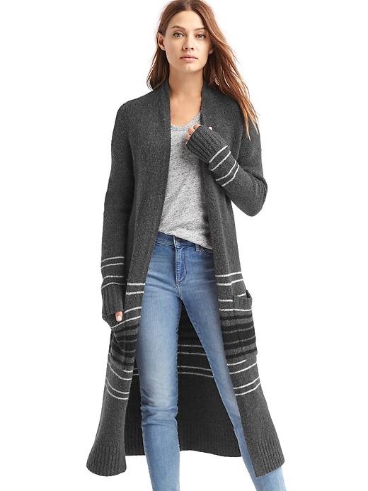 1 of 8 showing, with the color heather grey of product Maxi stripe cardigan