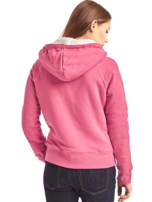 2 of 8 showing, with the color winterberry of product Plaid Gap Logo Sherpa Full-Zip Hoodie