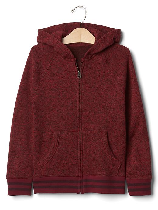 1 of 8 showing, with the color cranberry red of product Marled fleece zip hoodie