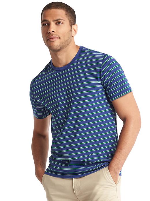 View large product image 1 of 1. Vintage wash small stripe tee