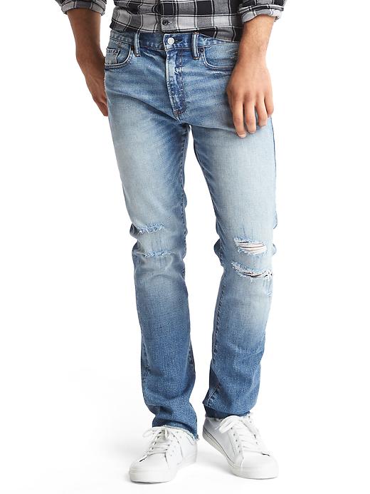 1 of 8 showing, with the color light destroy of product Destructed slim fit jeans (stretch)